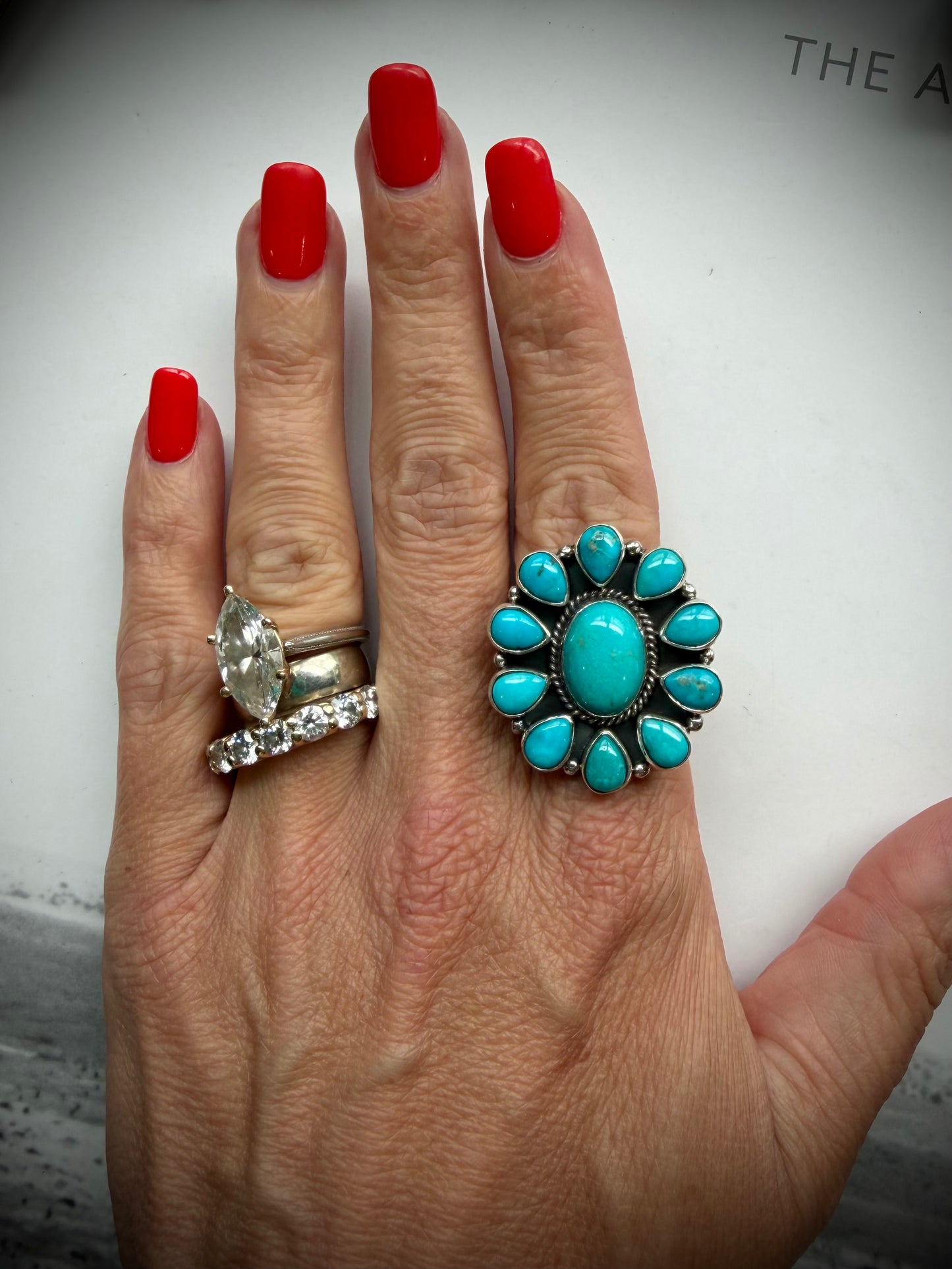 Adjustable Turquoise Cluster Ring