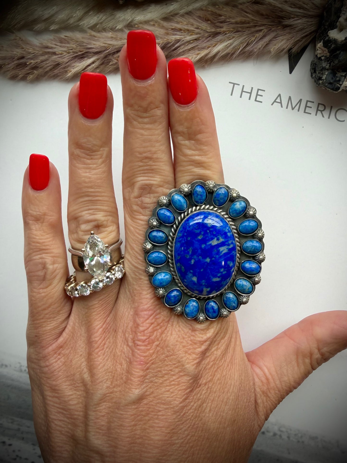 Denim Lapis Ring- Adjustable