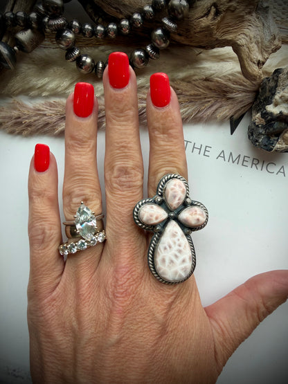 Pink Natrolite Adjustable Ring