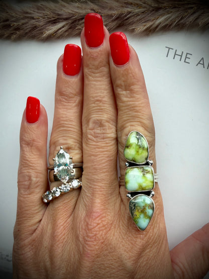 Three Stone Palomino Crawler Ring- 8 1/2