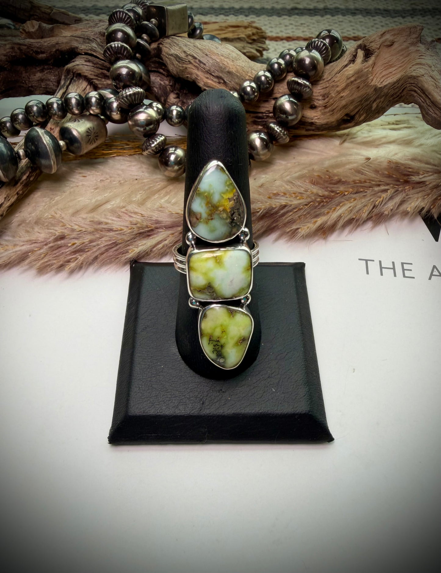 Three Stone Palomino Crawler Ring- 8 1/2