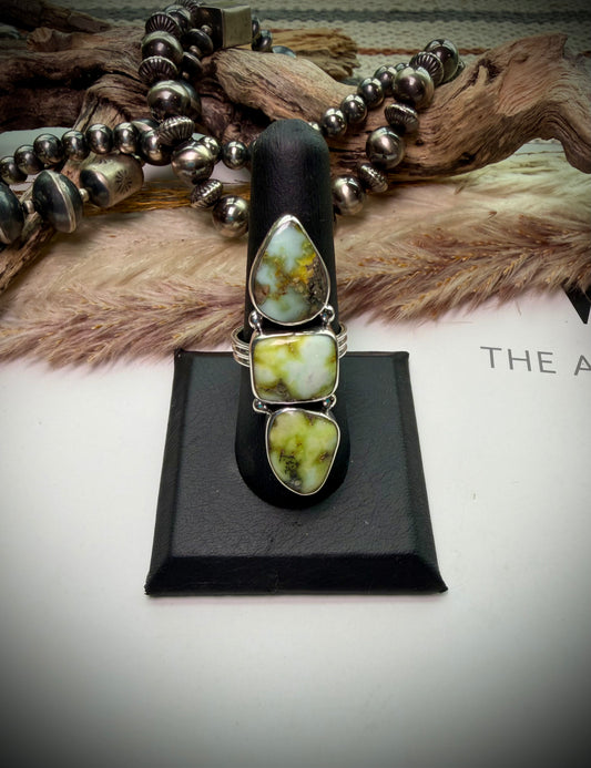 Three Stone Palomino Crawler Ring- 8 1/2