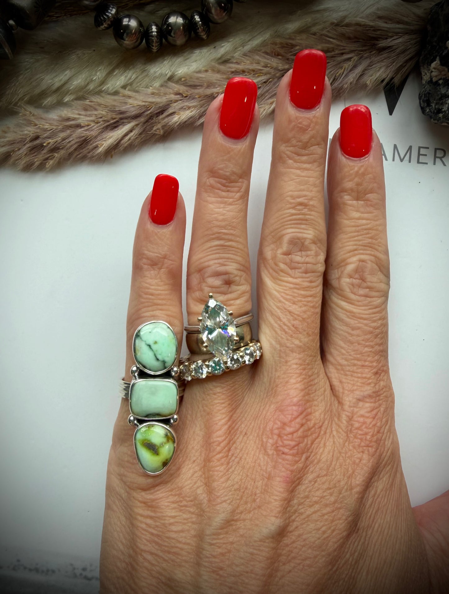Three Stone Palomino Crawler Ring- 6