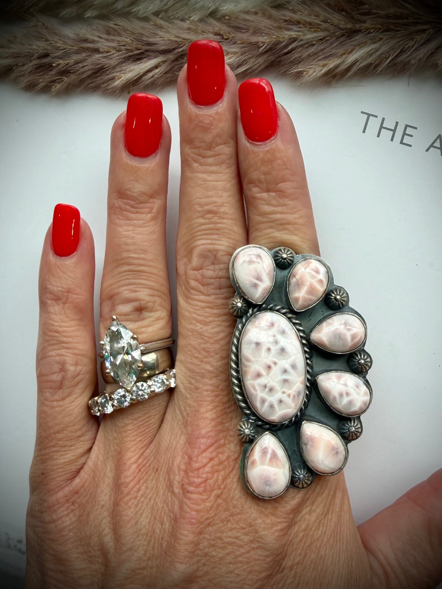 Pink Natrolite Ring- Adjustable