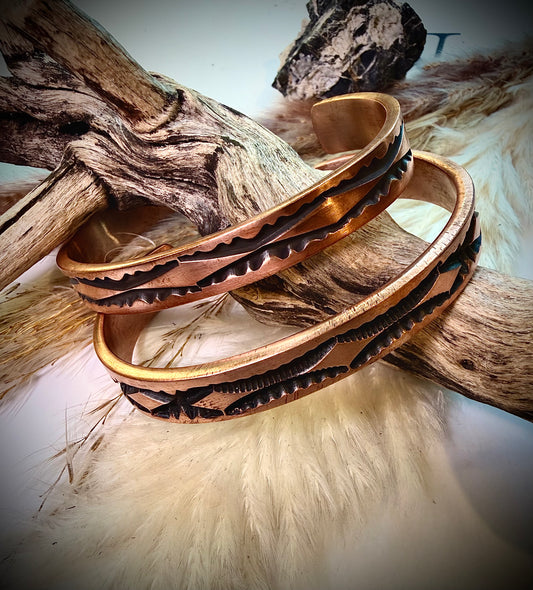 Thin Stamped Copper Cuff by J.Tahe