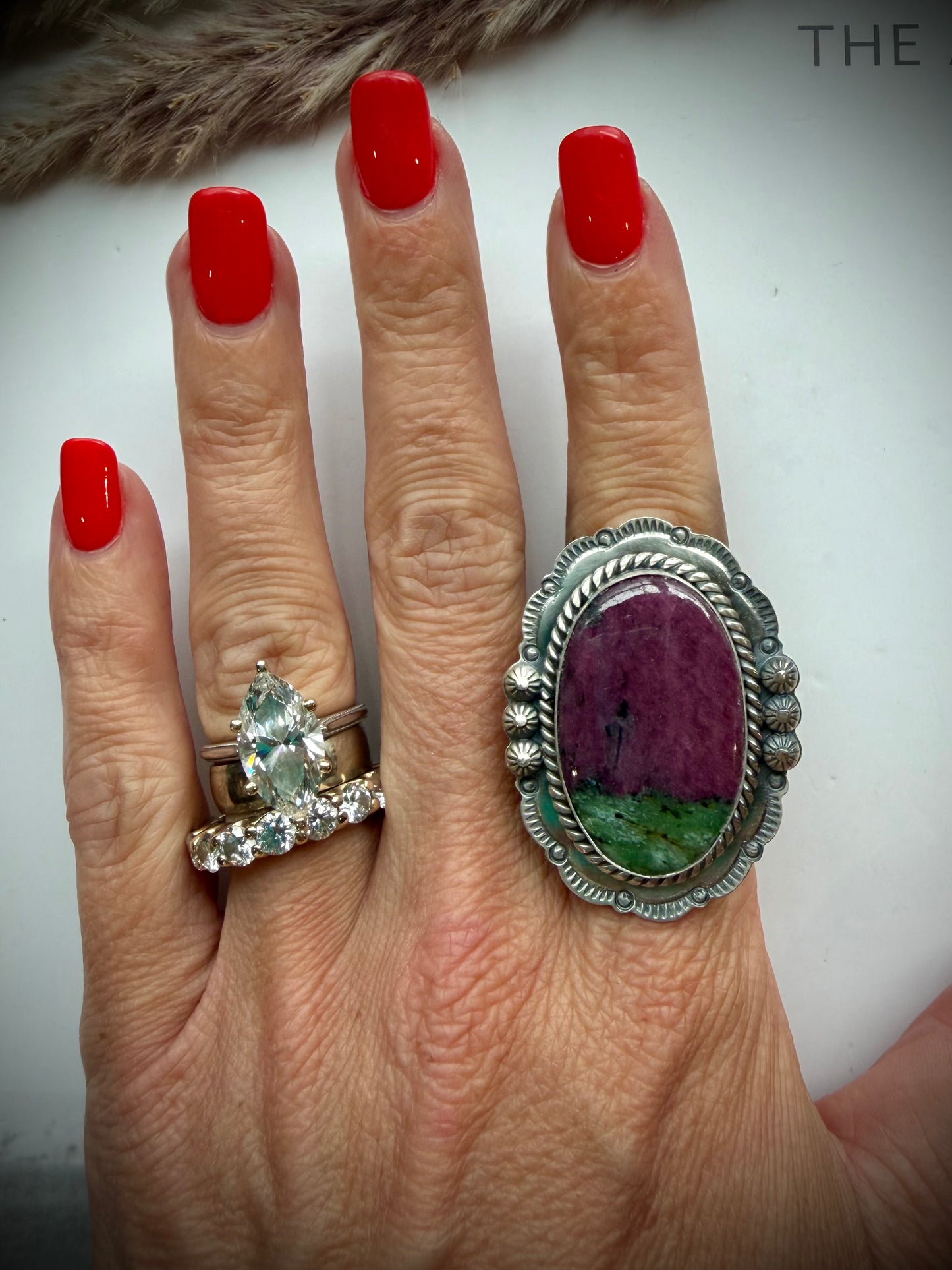 Ruby Zoisite Adjustable Ring