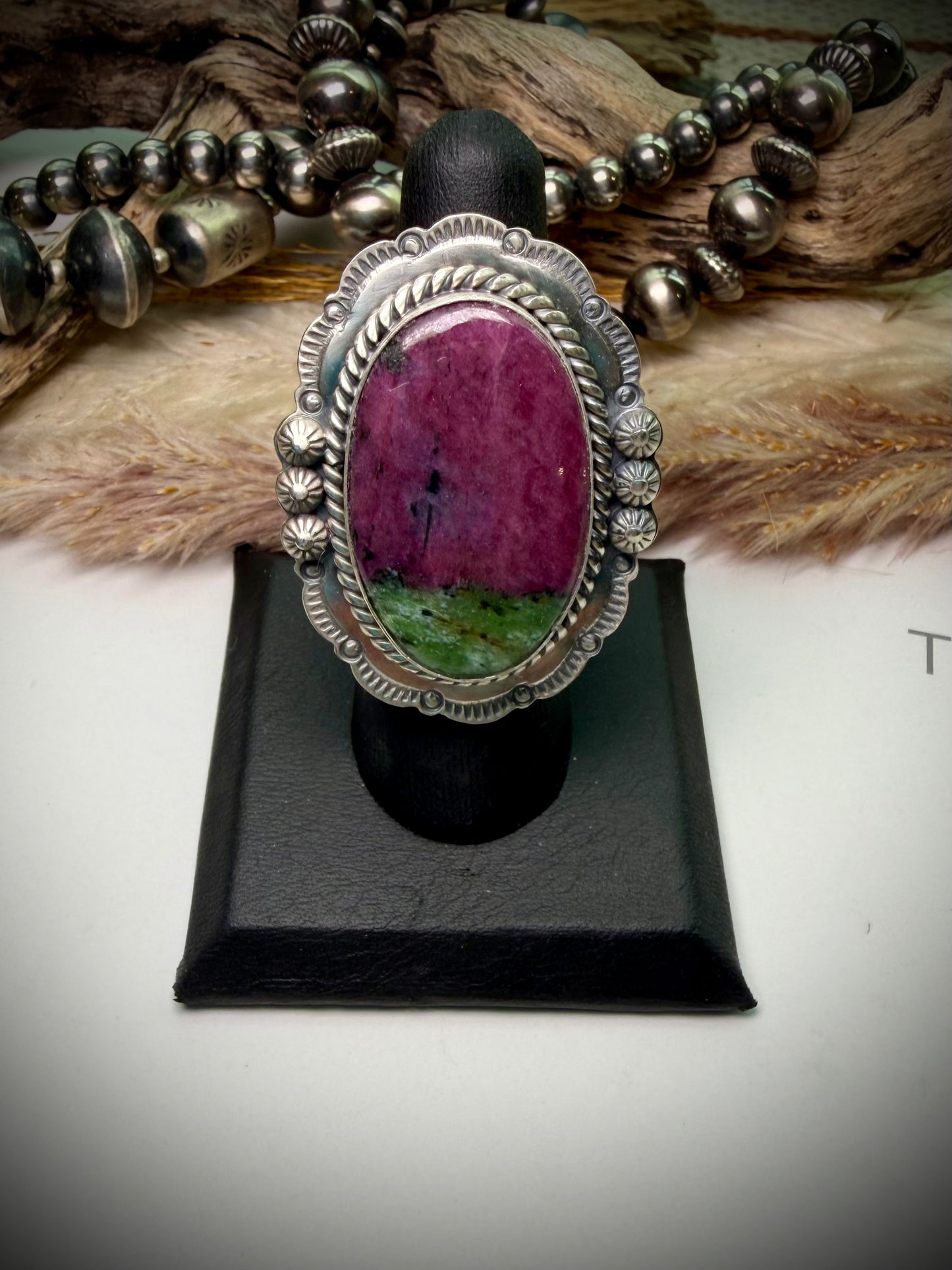 Ruby Zoisite Adjustable Ring
