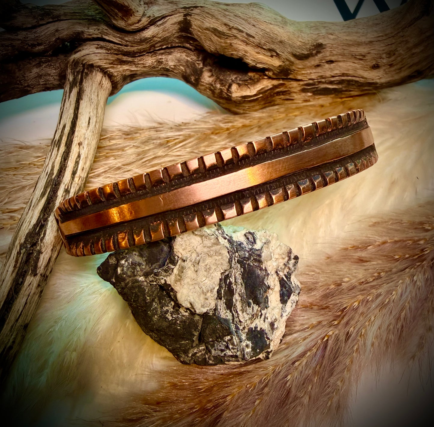 Thin Stamped Copper Cuff by J.Tahe