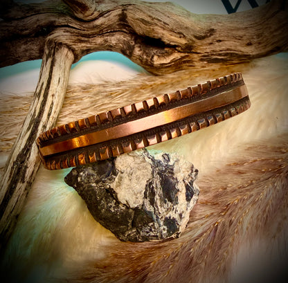 Thin Stamped Copper Cuff by J.Tahe
