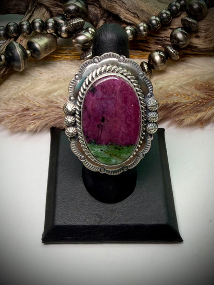 Ruby Zoisite Adjustable Ring