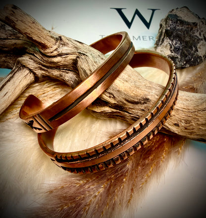 Thin Stamped Copper Cuff by J.Tahe
