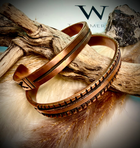 Thin Stamped Copper Cuff by J.Tahe