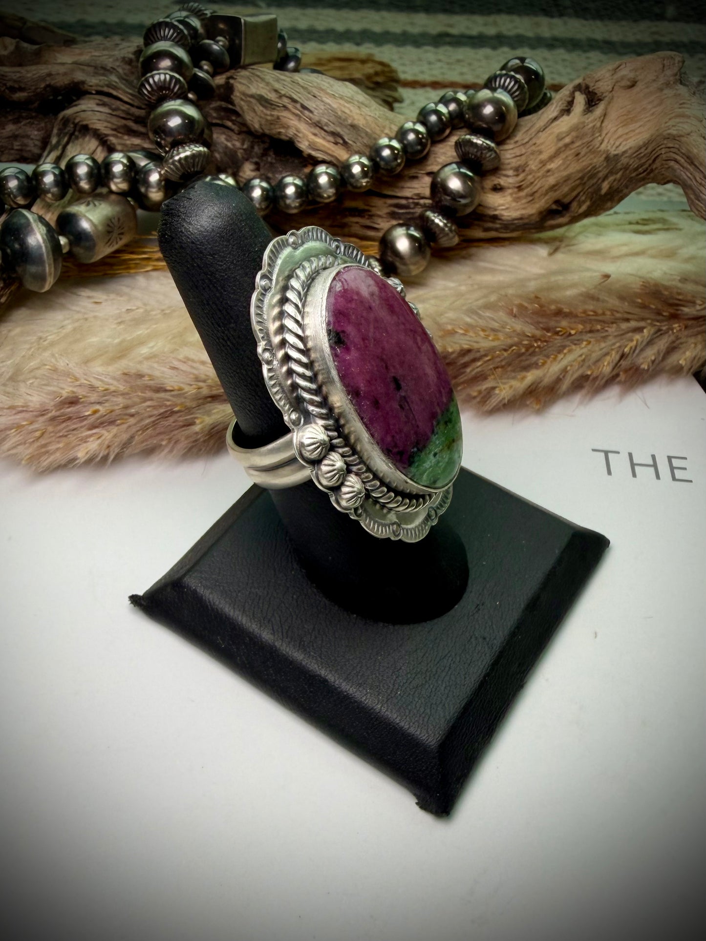Ruby Zoisite Adjustable Ring