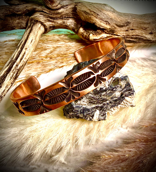 Thin Stamped Copper Cuff by J.Tahe