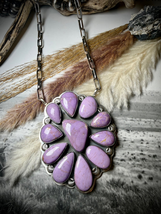 Purple Phosphosiderite Cluster Pendant Necklace