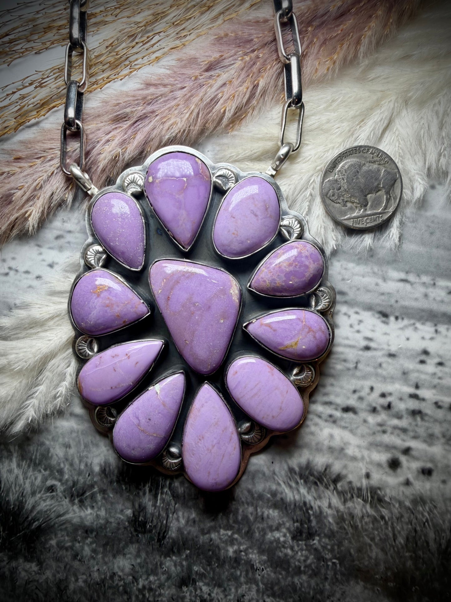 Purple Phosphosiderite Cluster Pendant Necklace