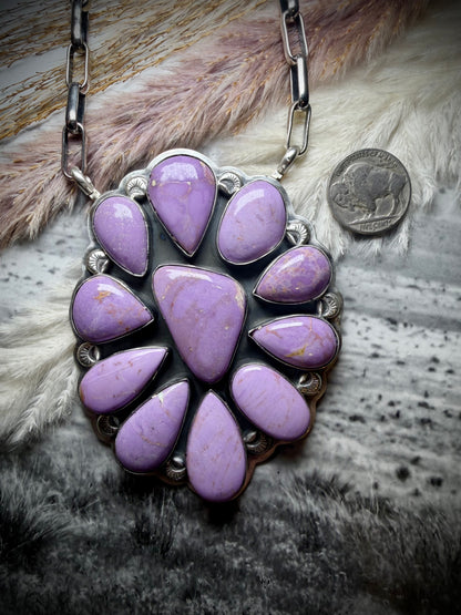 Purple Phosphosiderite Cluster Pendant Necklace