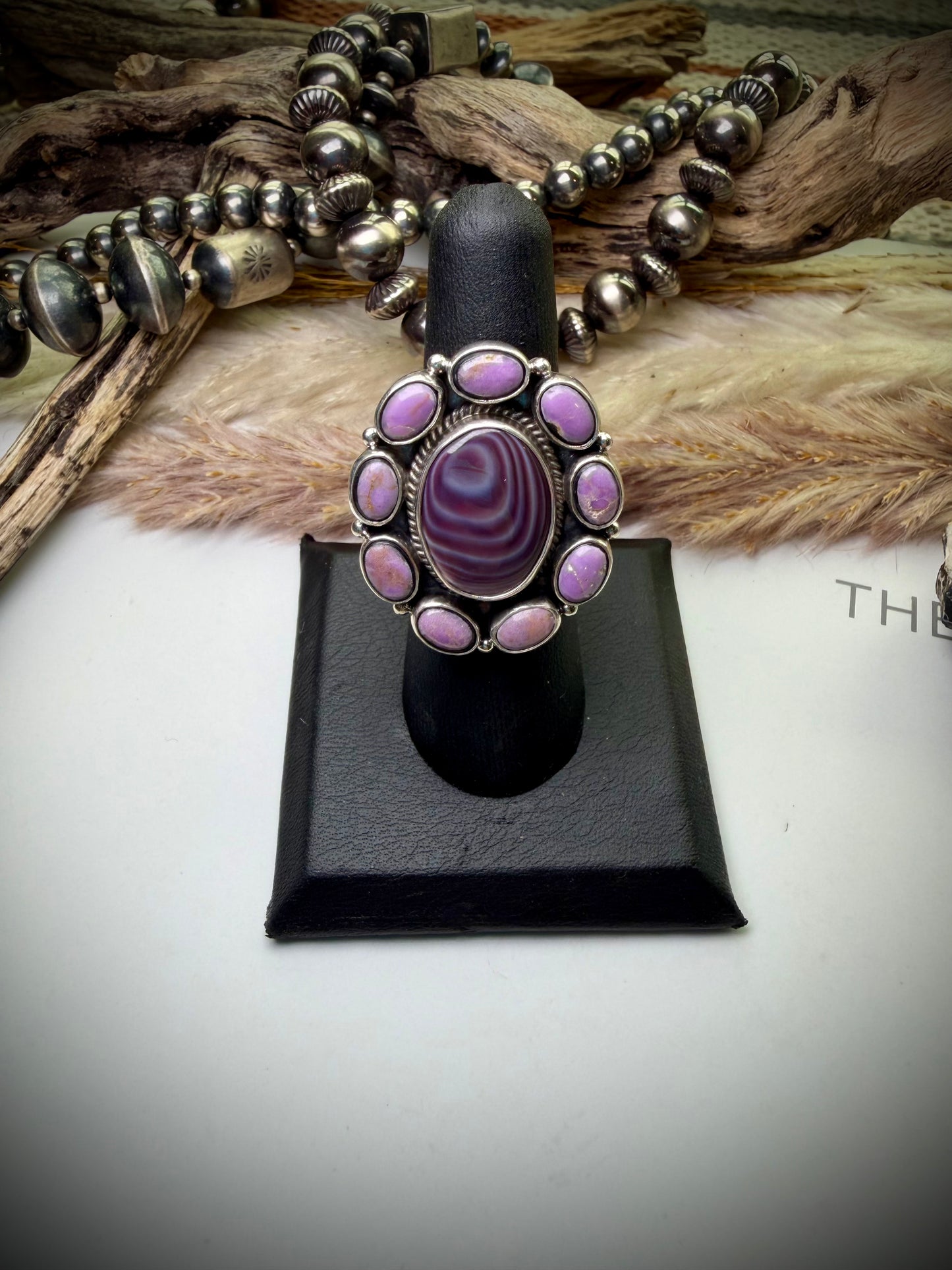 Wampum & Phosphosiderite Ring- Adjustable