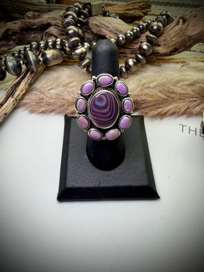 Wampum & Phosphosiderite Ring- Adjustable