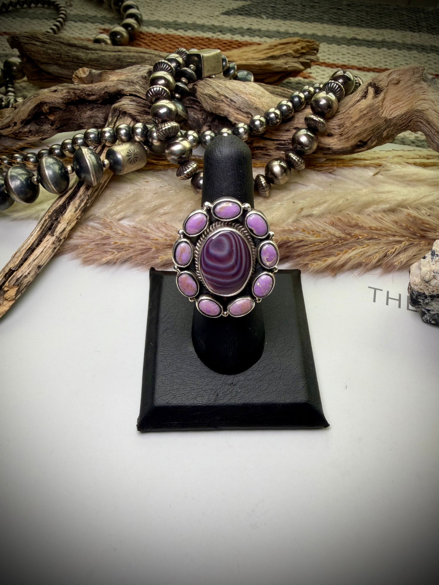 Wampum & Phosphosiderite Ring- Adjustable
