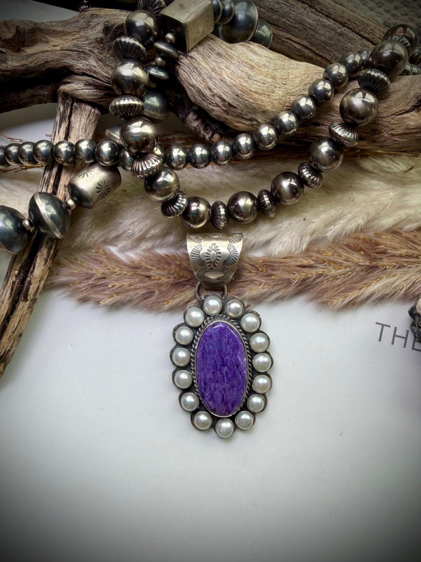 Charoite & Pearl Pendant