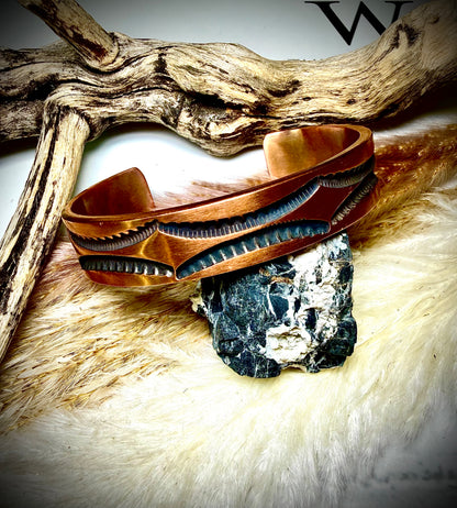 Wide J.Tahe Stamped Copper Cuff