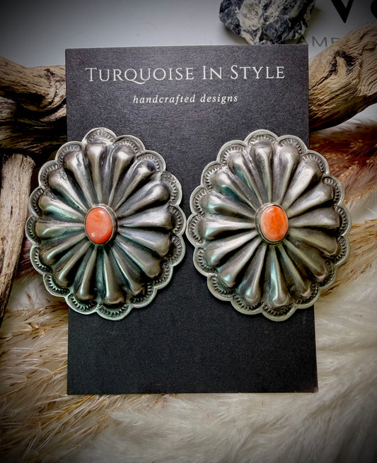 Joshua Christian Concho Earrings- Spiny