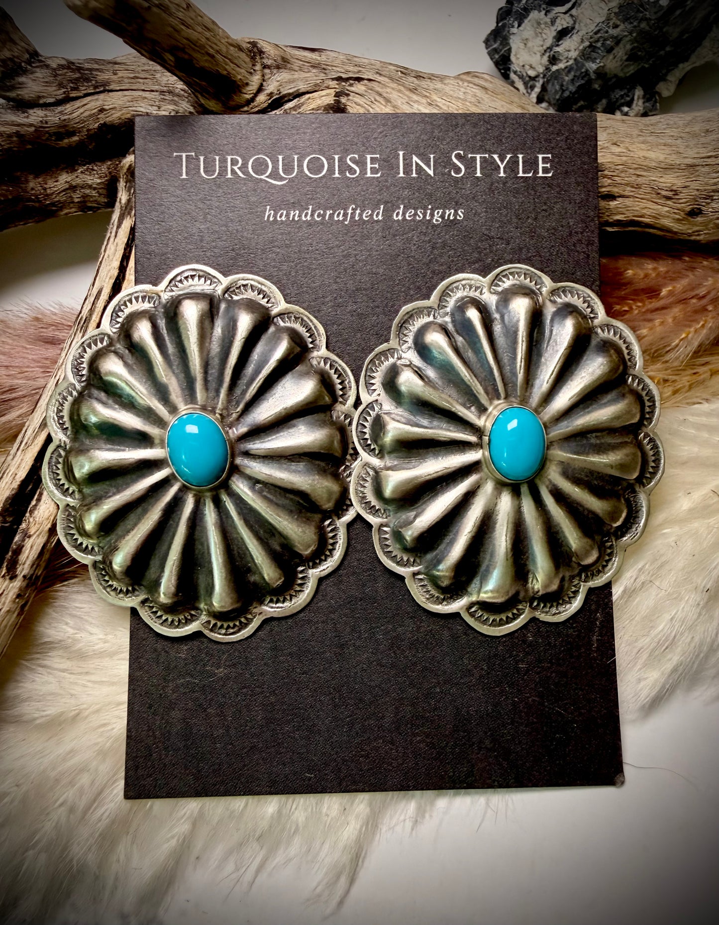 Joshua Christian Concho Earrings- Turquoise