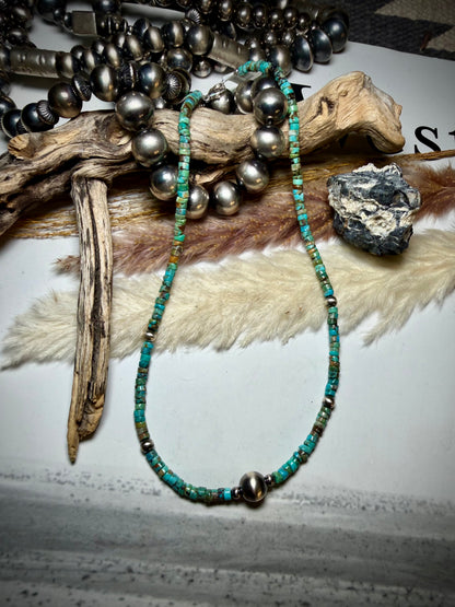 16" Moody Heishi & Sterling Pearl Necklace