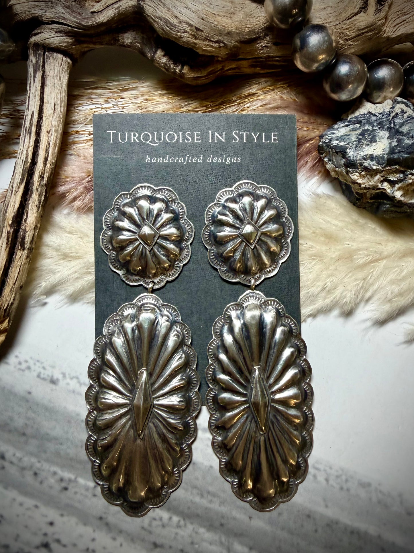 Rita Lee Double Dangle Concho Earrings