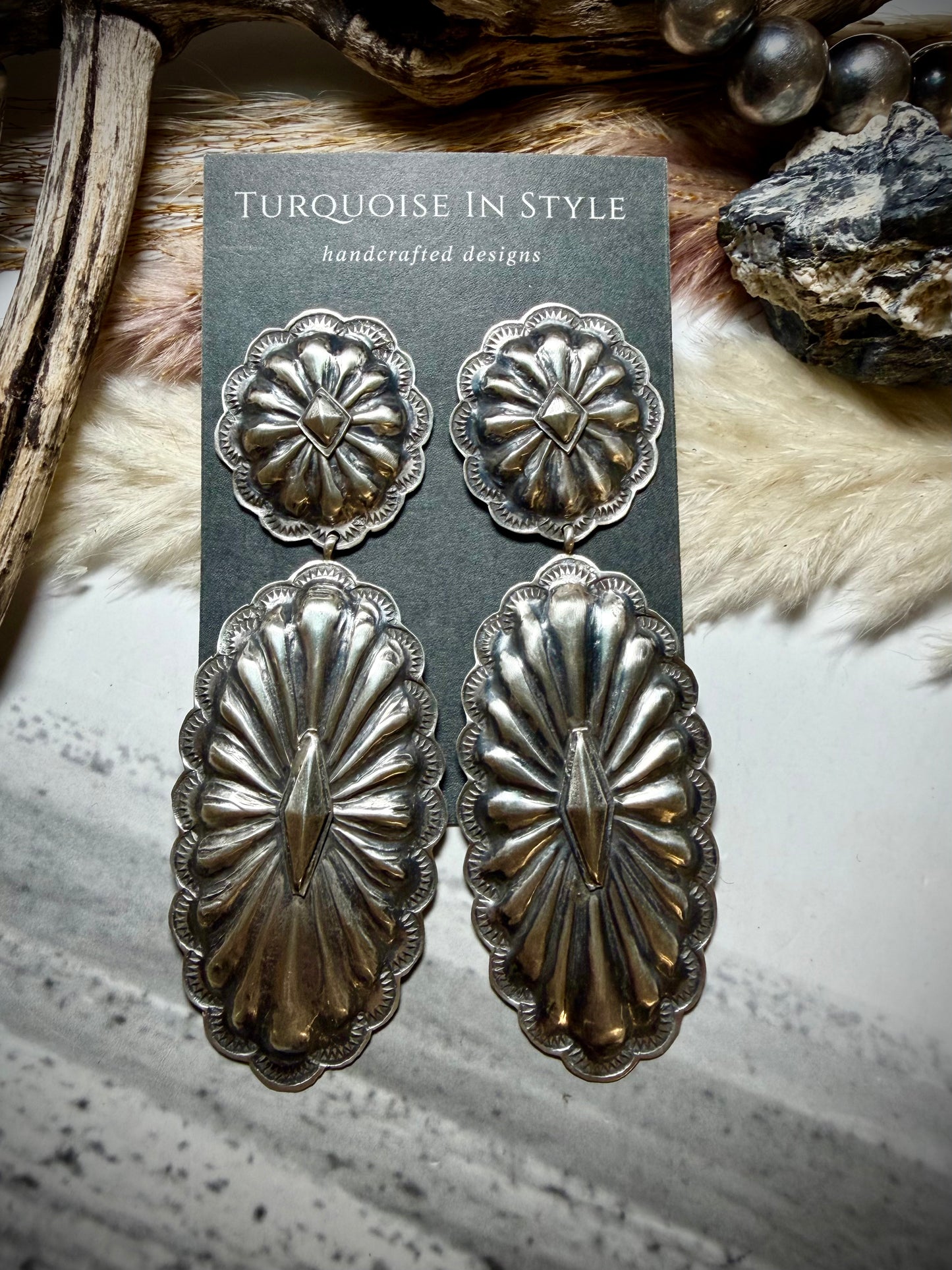 Rita Lee Double Dangle Concho Earrings