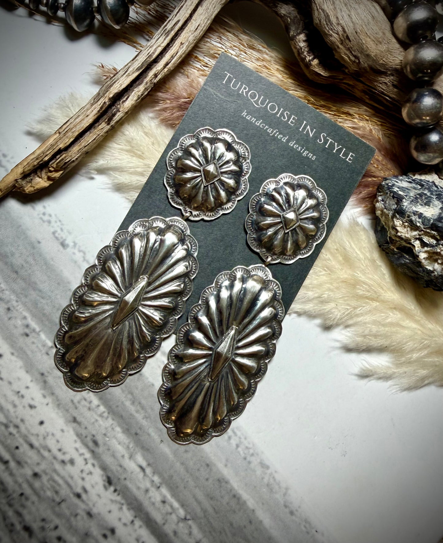 Rita Lee Double Dangle Concho Earrings