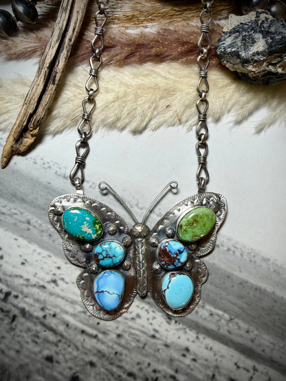 Jeff Largo Turquoise Butterfly Necklace