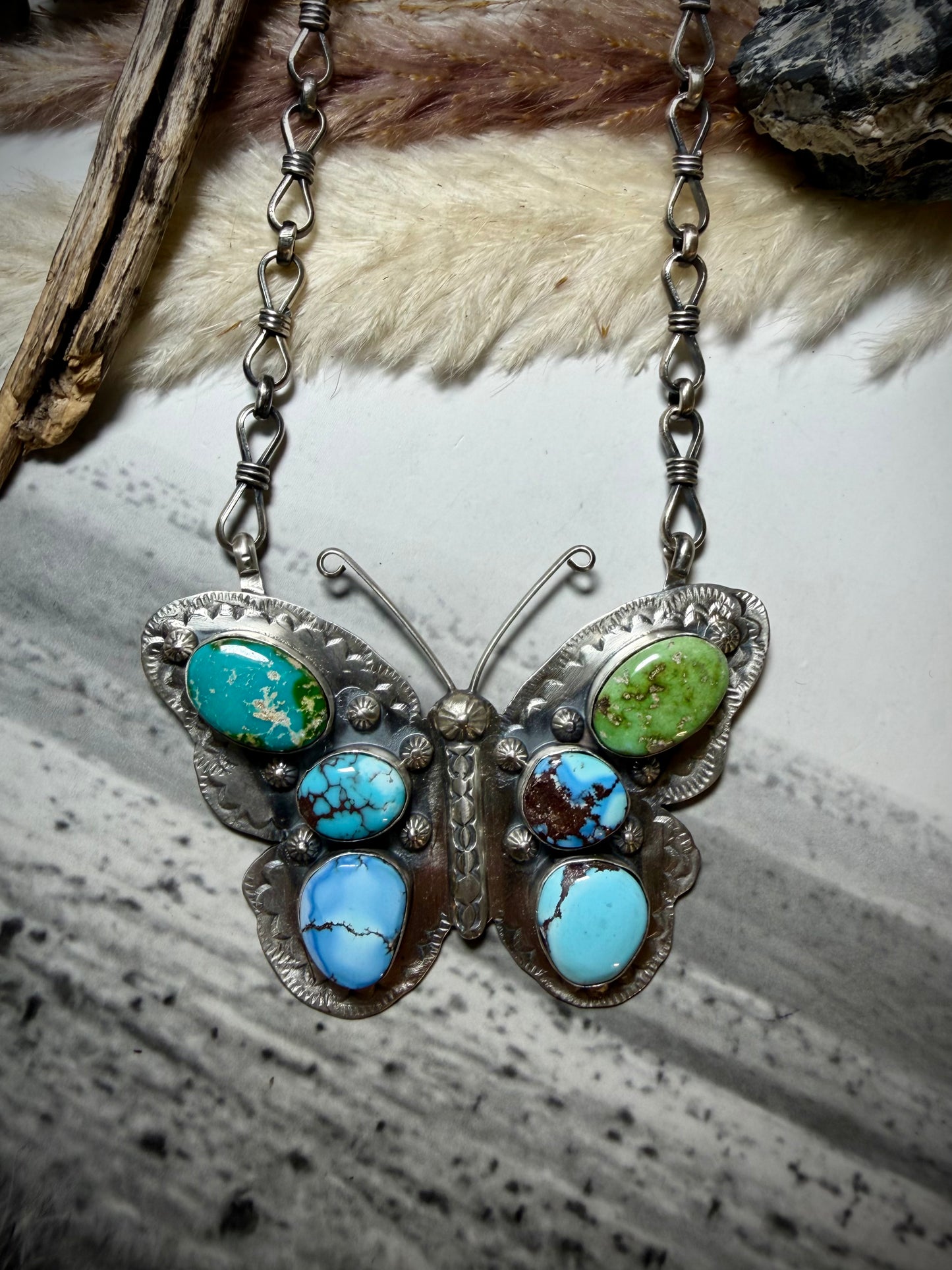 Jeff Largo Turquoise Butterfly Necklace
