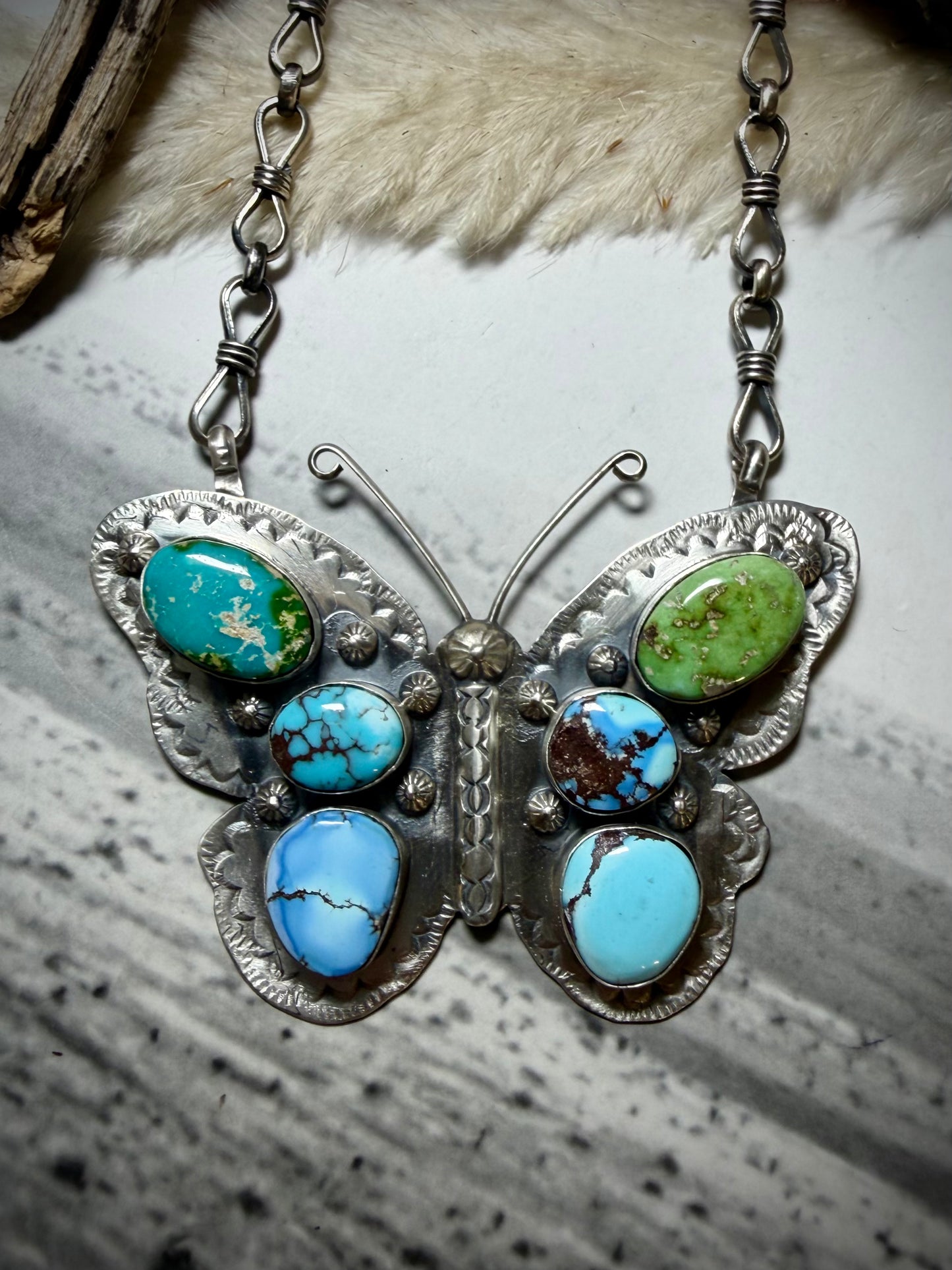 Jeff Largo Turquoise Butterfly Necklace