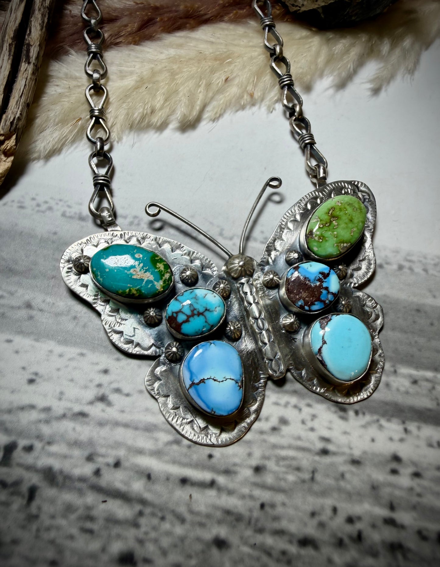 Jeff Largo Turquoise Butterfly Necklace