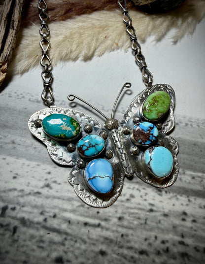 Jeff Largo Turquoise Butterfly Necklace