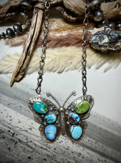 Jeff Largo Turquoise Butterfly Necklace