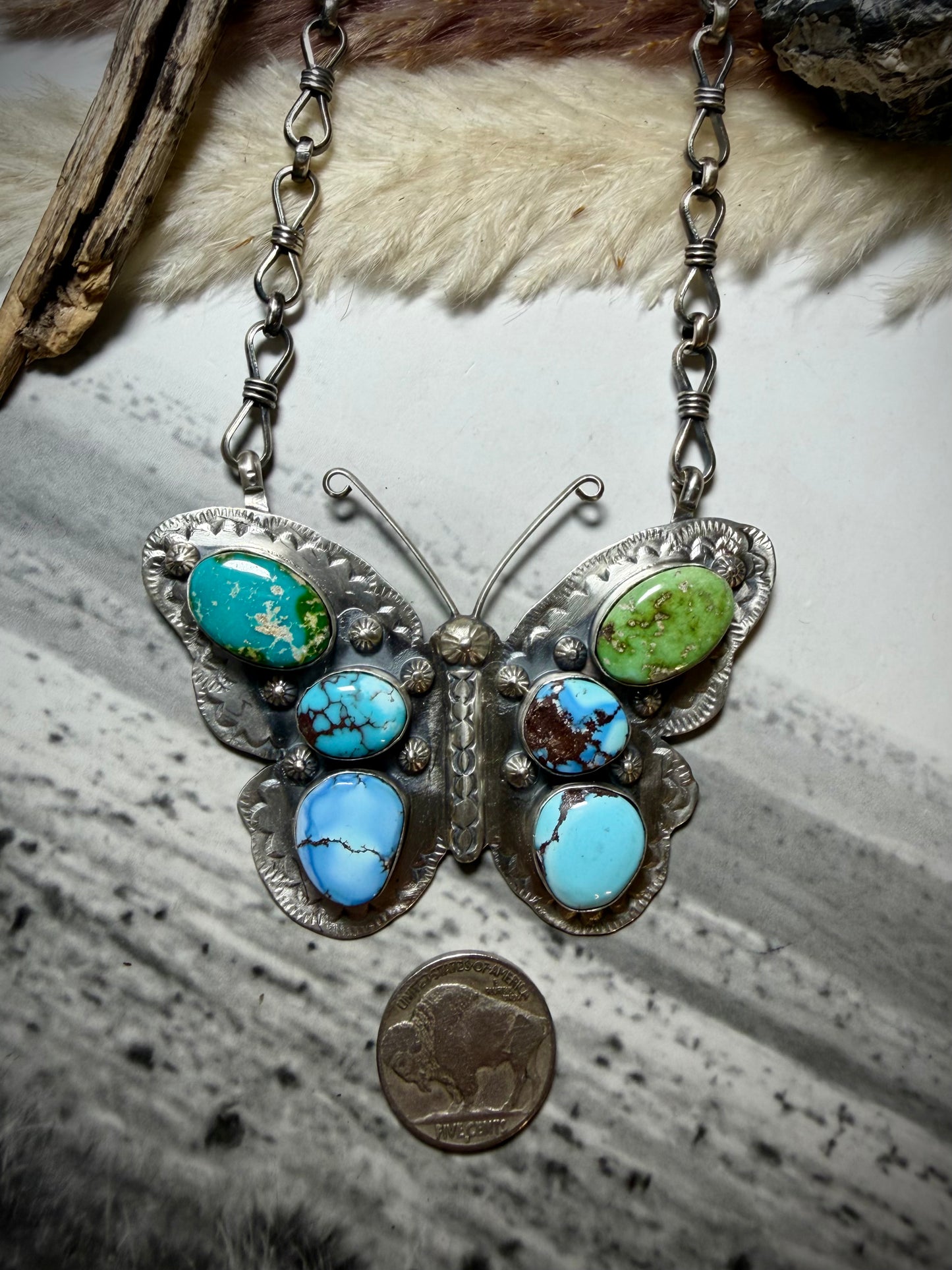 Jeff Largo Turquoise Butterfly Necklace