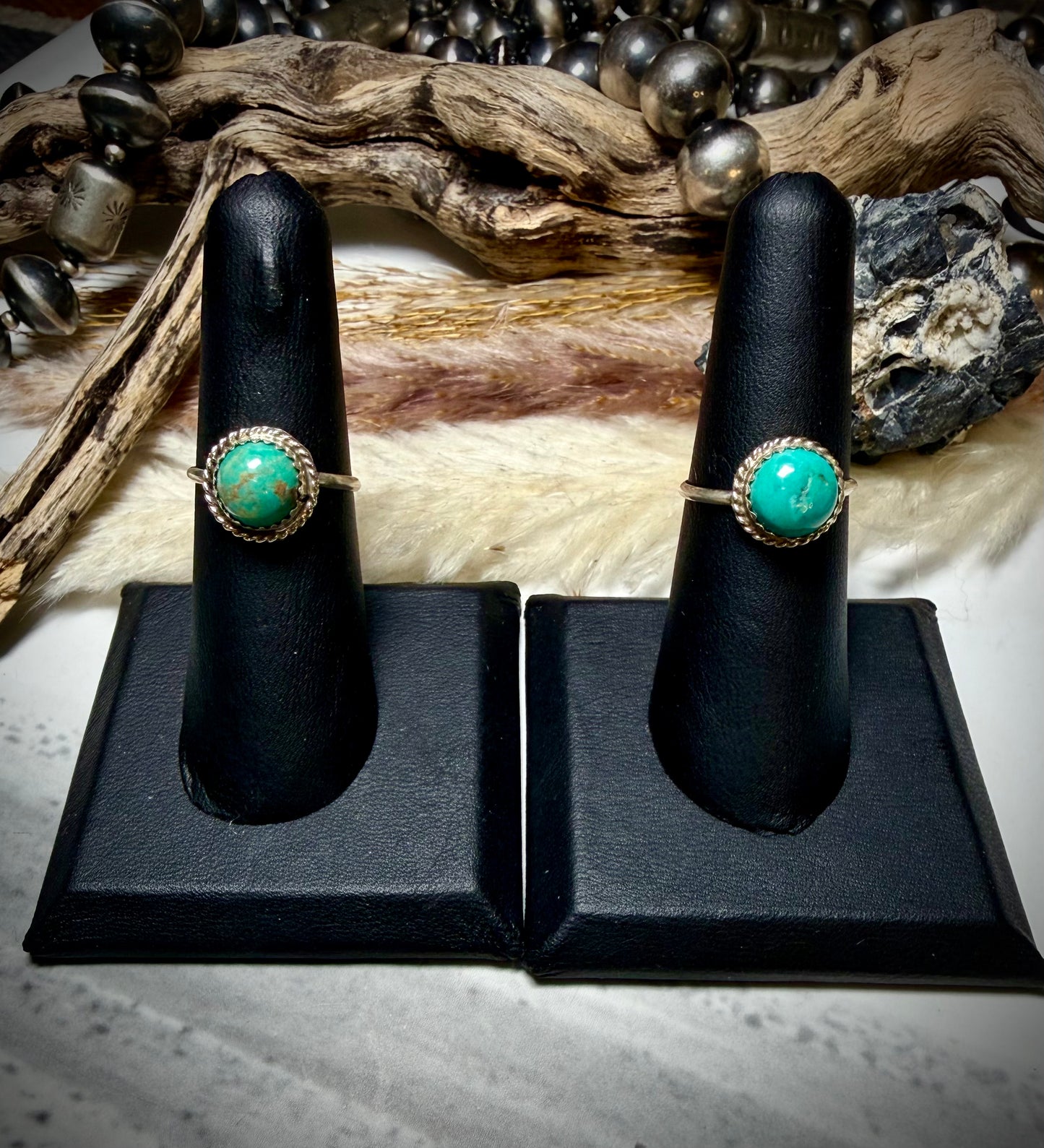 Esther White Turquoise Rings Size 6 1/2