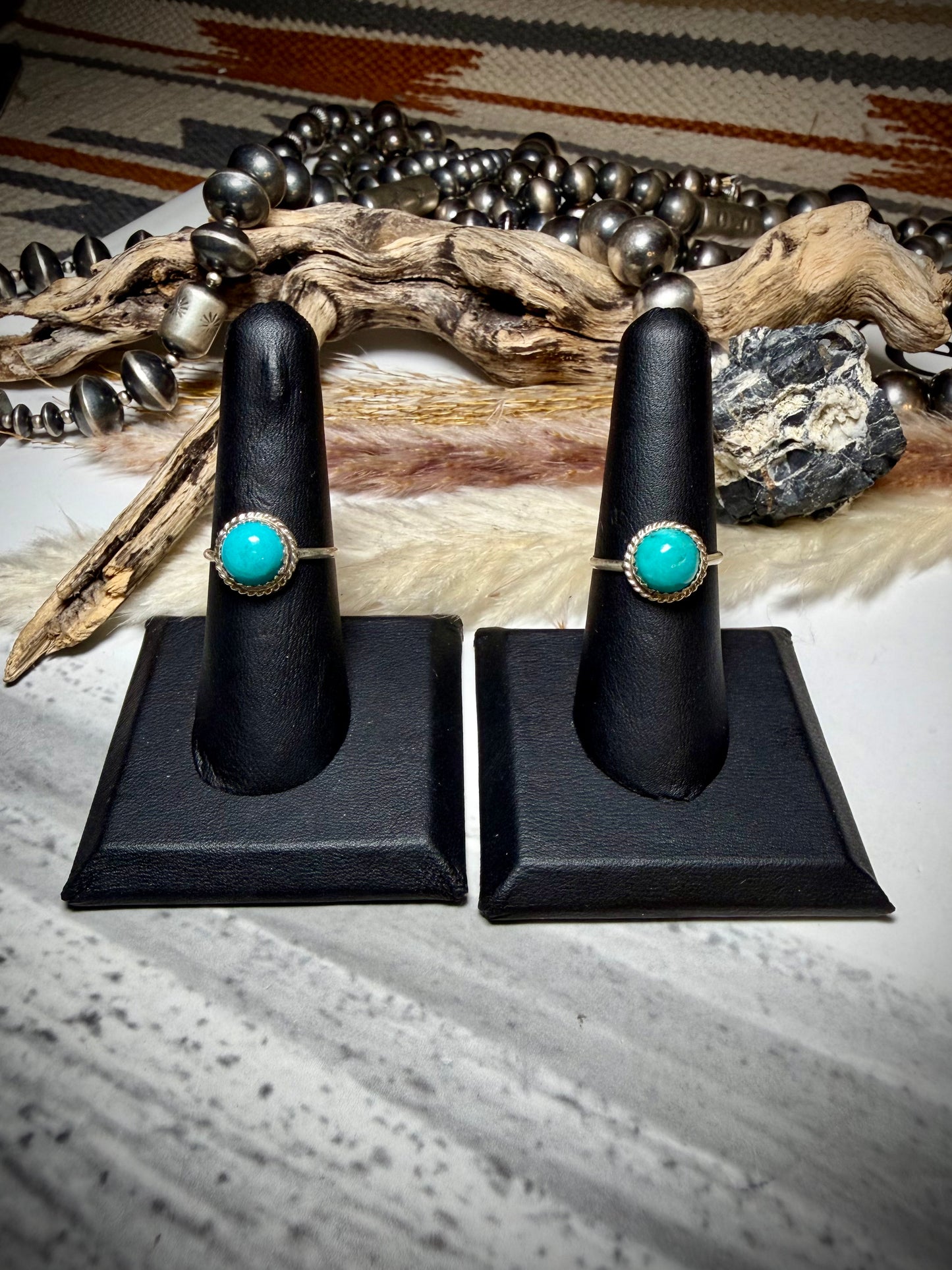 Esther White Turquoise Rings Size 7