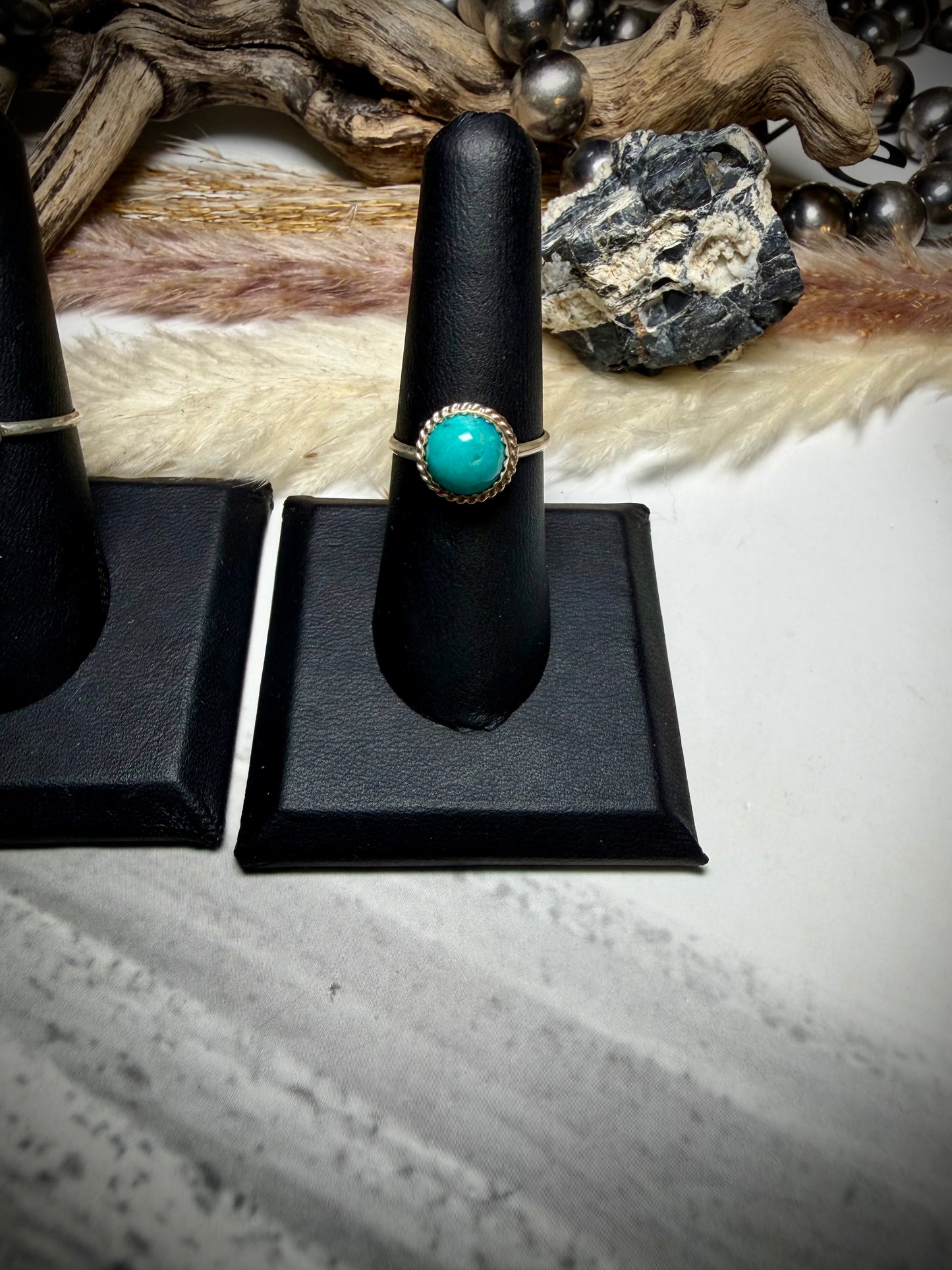 Esther White Turquoise Rings Size 7