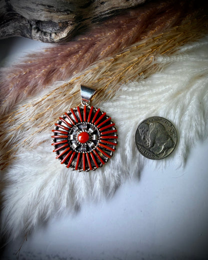 Carla Laconsello Red Coral Pendant (Circle)