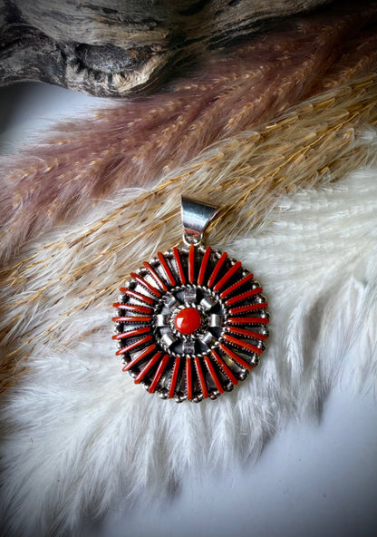 Carla Laconsello Red Coral Pendant (Circle)