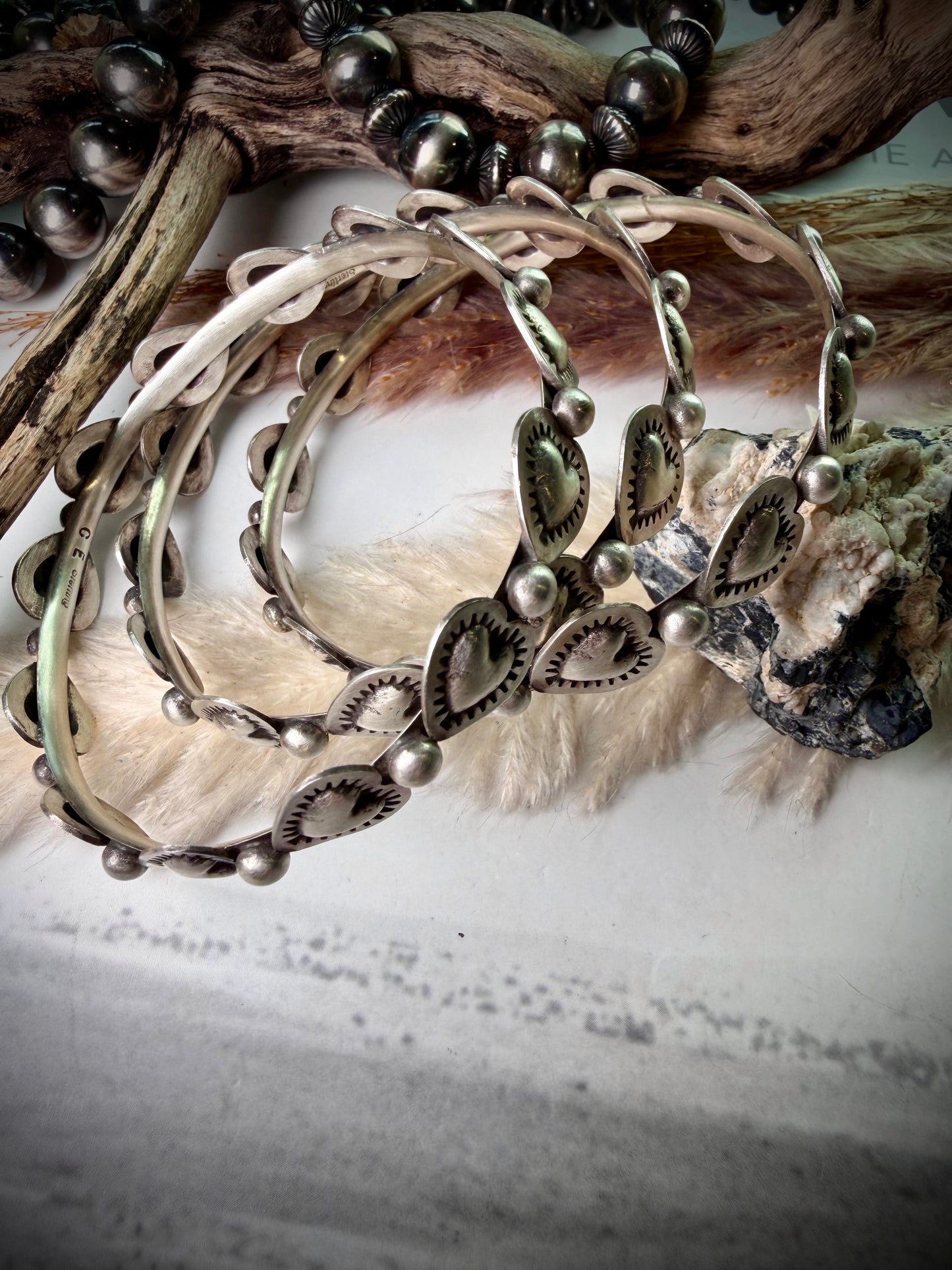 Sterling Silver Heart Bangle by Chris Etsitty