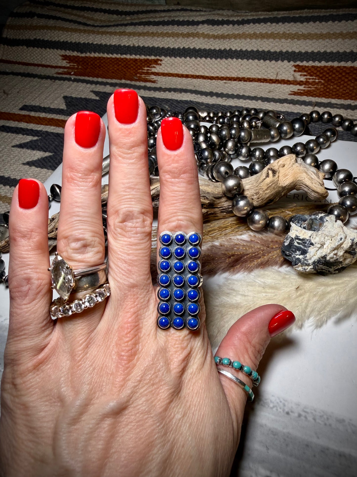 Lapis Snake Eye Ring- size 8 or 9