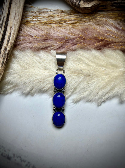 Three Stone Lapis Pendant