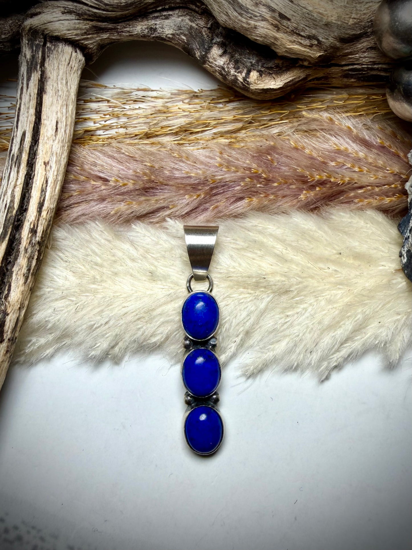 Three Stone Lapis Pendant