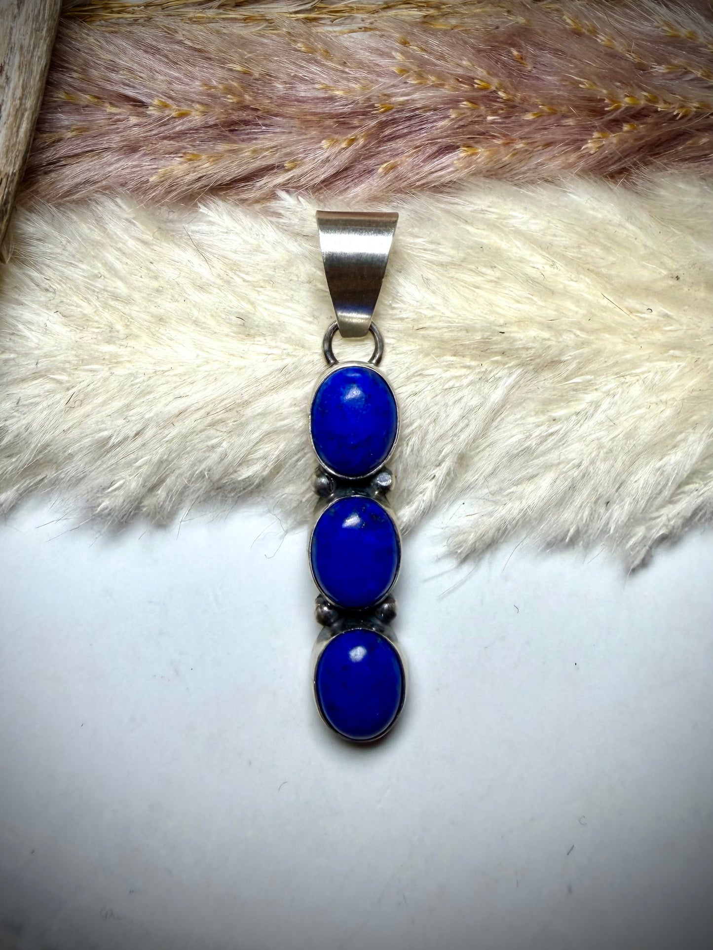 Three Stone Lapis Pendant