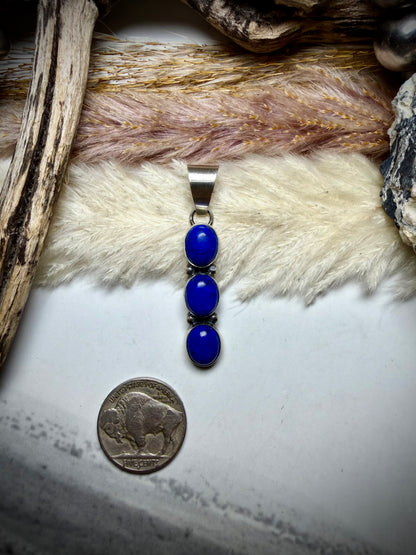 Three Stone Lapis Pendant